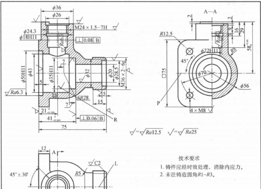 想象閥體零件的立體圖，如圖所示。